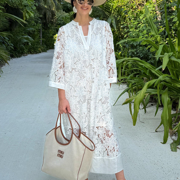 Luana Dress in White Lace