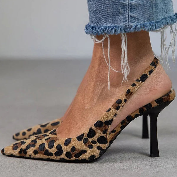 Ambra™ | Talons Imprimé Léopard avec Bride Arrière