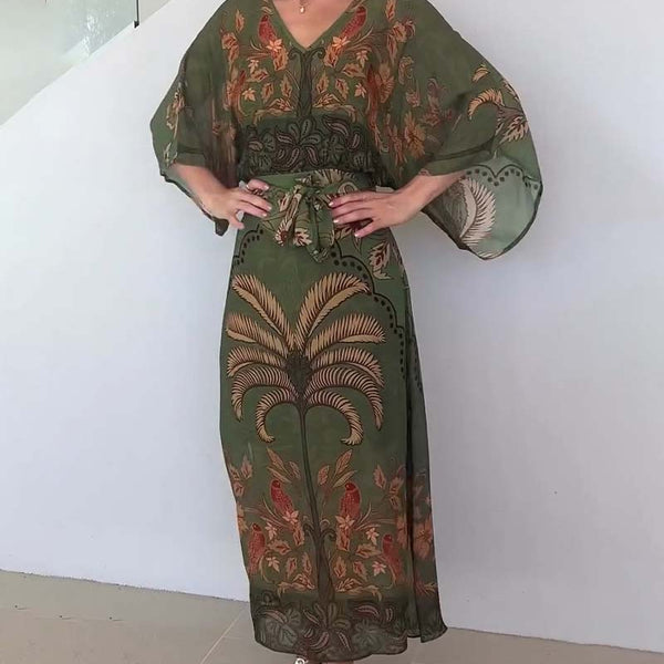 Printed V-Neck Resort Dress
