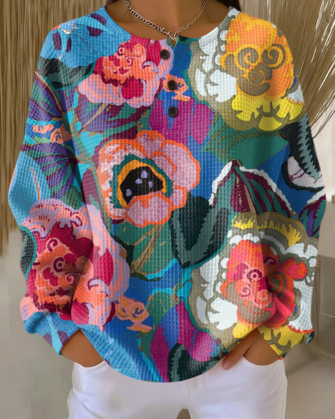 Ida™ - Pull avec de Grandes Fleurs Colorées