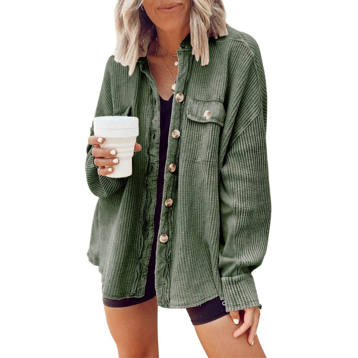 JASLENE™ – Veste à Boutons Longue Manche Confortable