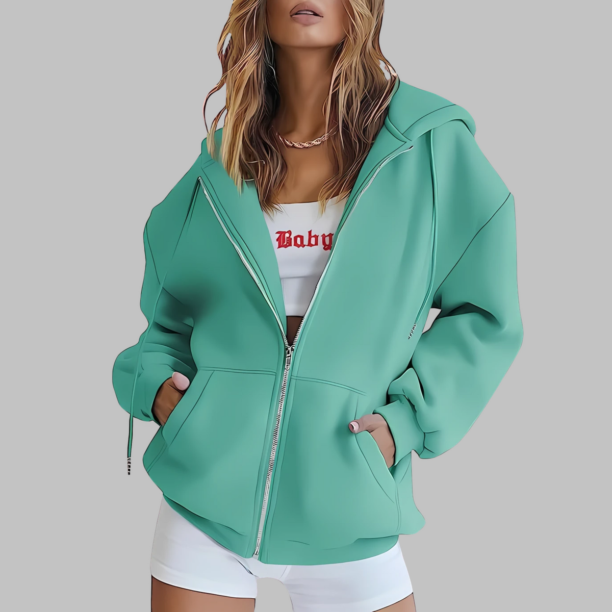LILMA™ - Veste à Capuche Oversized avec Fermeture Éclair