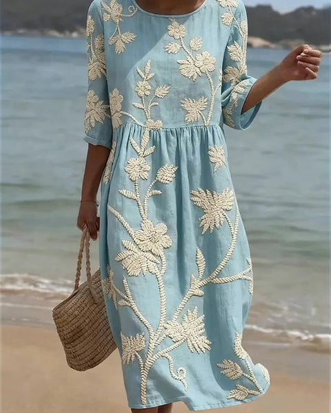 Kimberly | Plant & Flower Print Midi Dress
