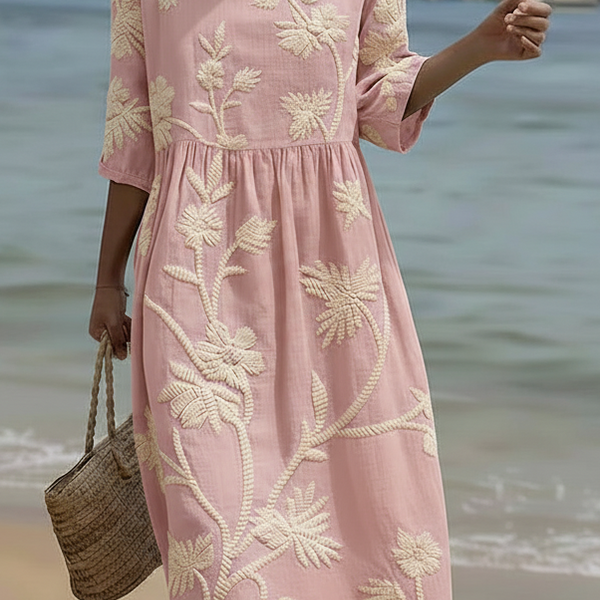Phoebe | Plant & Flower Print Midi Dress