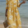 Yassy | Plant & Flower Print Midi Dress