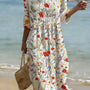 Christina | Floral Print Round Neck Maxi Dress