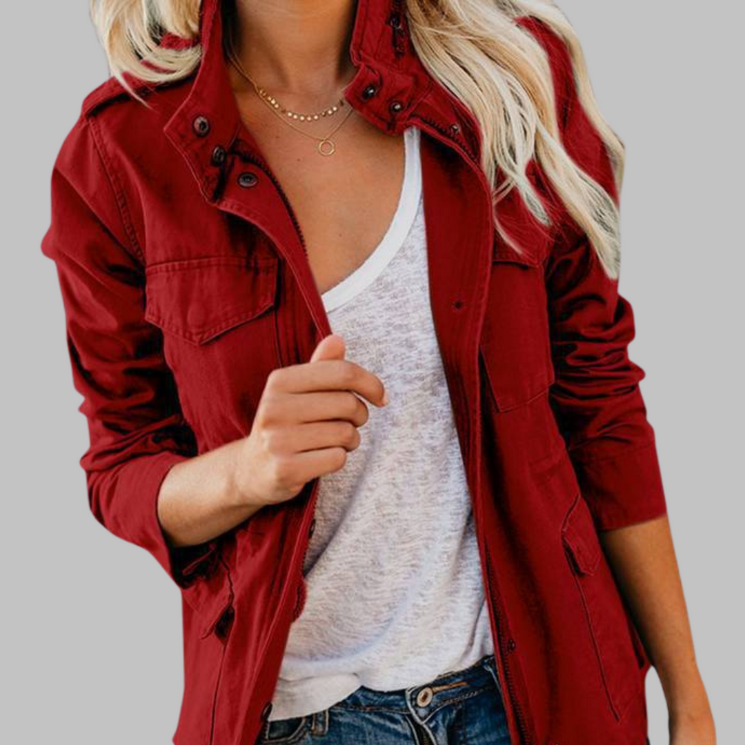 RHODA™ - Veste militaire vintage à zip et boutons