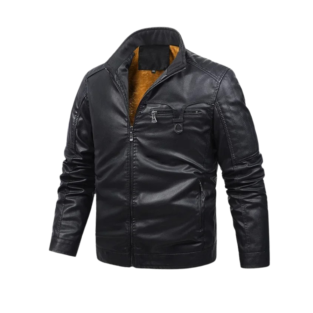 Veste en Cuir Doublée Fleece Rétro
