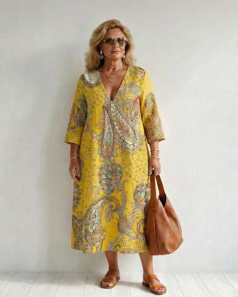 Rowan | Soft Paisley Midi Dress