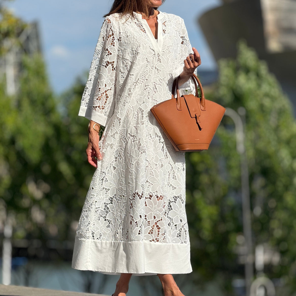 Luana Dress in White Lace