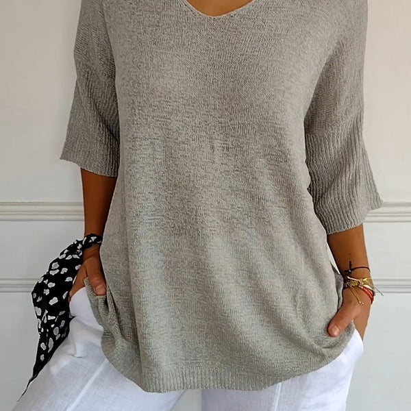 Anwen | Soft Drape V-Neck Knit - Effortlessly elegant