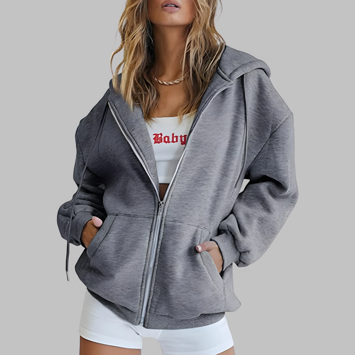 LILMA™ - Veste à Capuche Oversized avec Fermeture Éclair