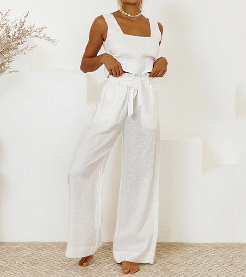 Milena - Ensemble Haut Minimaliste et Pantalon Large