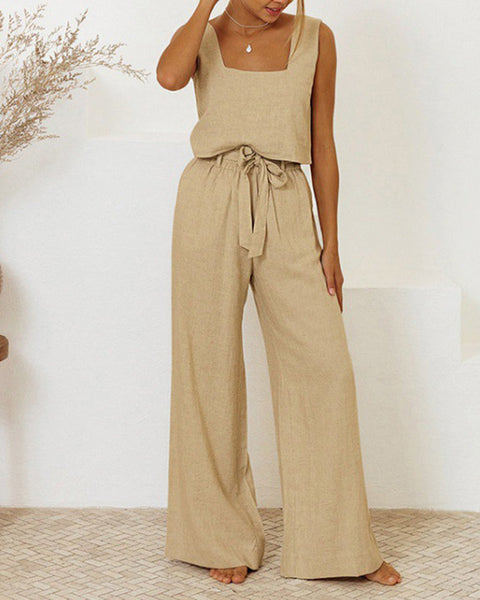 Milena - Ensemble Haut Minimaliste et Pantalon Large