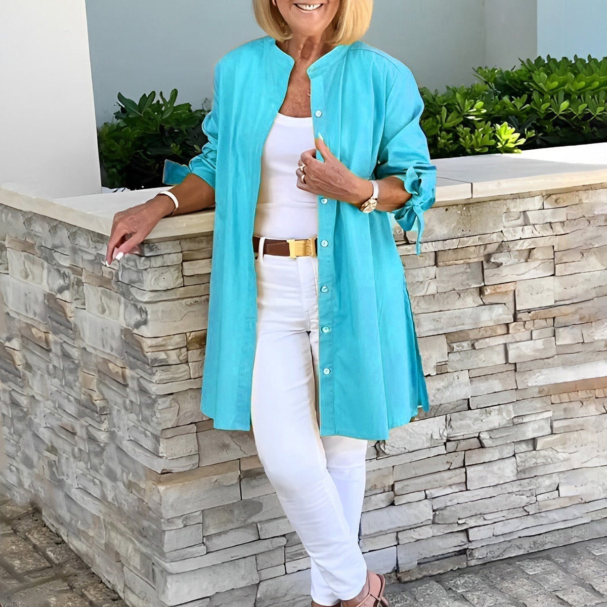 CÉLINA™ - Manteau Chemise Long Chic