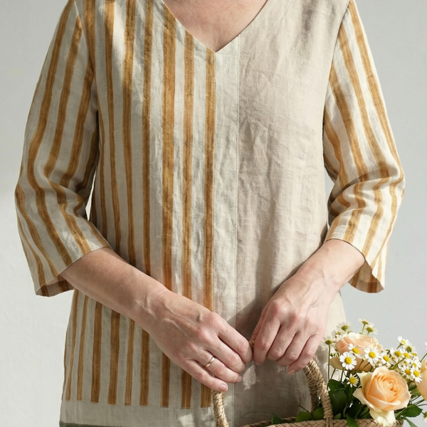 Soren | Light Mixed Stripe Midi Dress