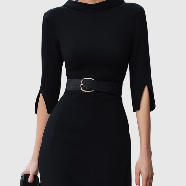 Blythewyn™ | Classic Black Midi Dress