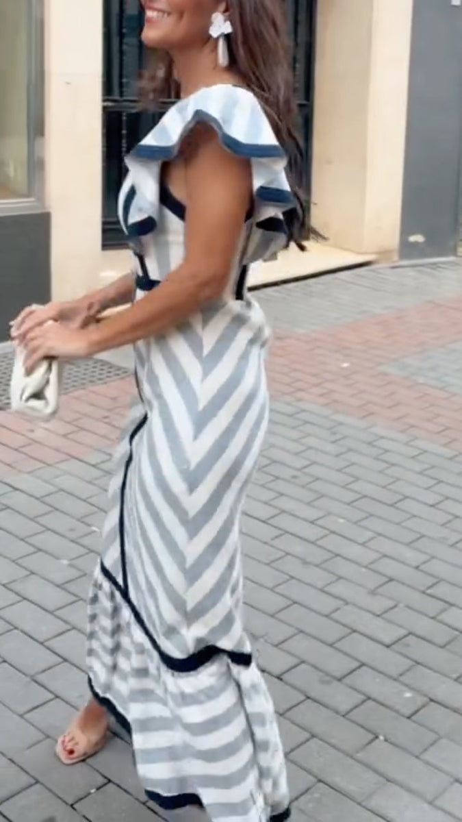 Dianne | Retro Striped Maxi Dress