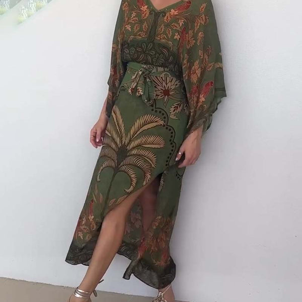 Printed V-Neck Resort Dress