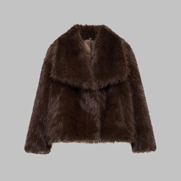 WEENA™ - Manteau en Fausse Fourrure Classique à Manches Longues avec Col