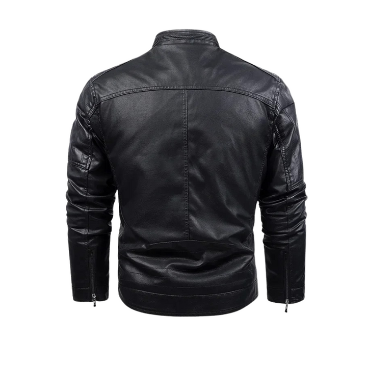 Veste en Cuir Doublée Fleece Rétro