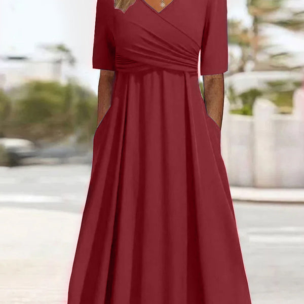 Pien - Robe Croisée à Manches Courtes.