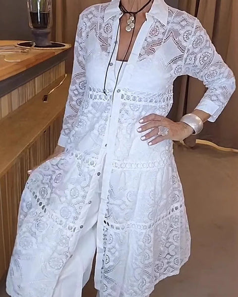 Cassia | Elegant Lace Button Shirt – Timeless Elegance, Everyday Comfort