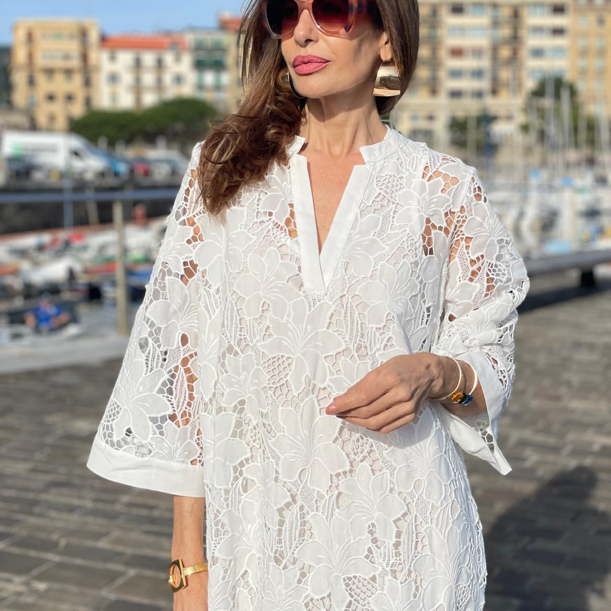 Luana Dress in White Lace