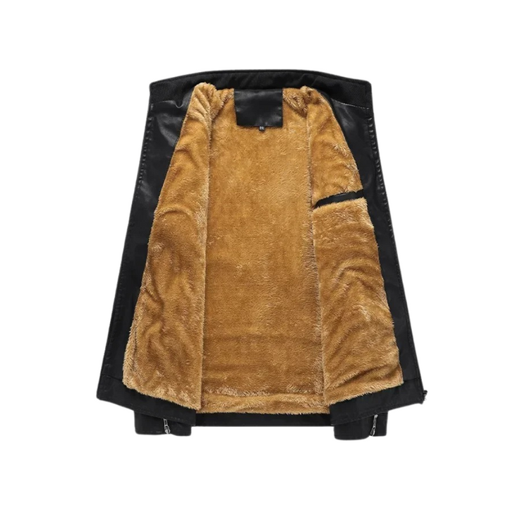 Veste en Cuir Doublée Fleece Rétro