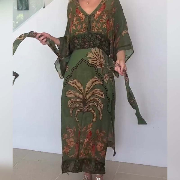Printed V-Neck Resort Dress
