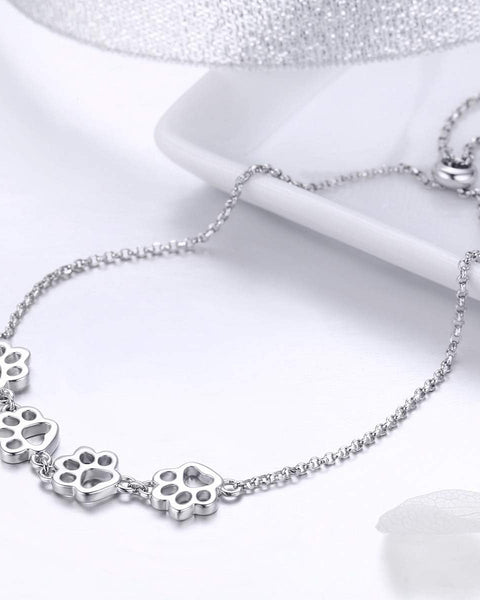 Silver Paw Print Bracelet – Adjustable Fit