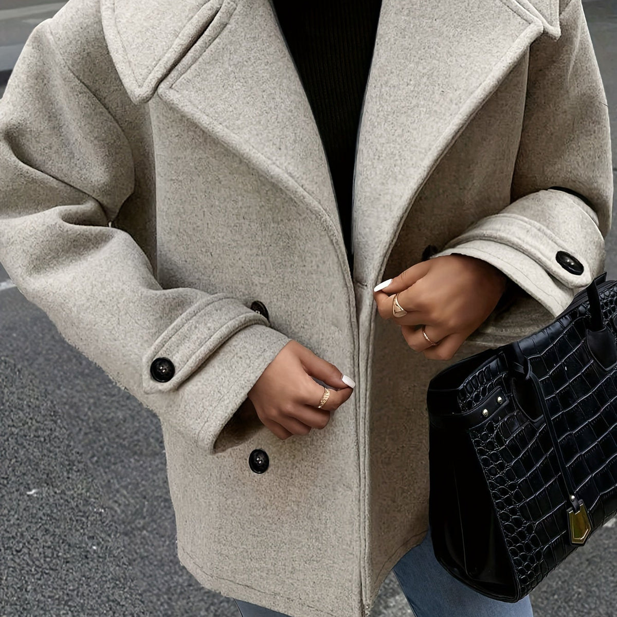 Elise| Stylish Double-Breasted Jacket with Button Details