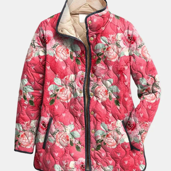 Freya | Charmante Veste Matelassée à Imprimé Floral Rose