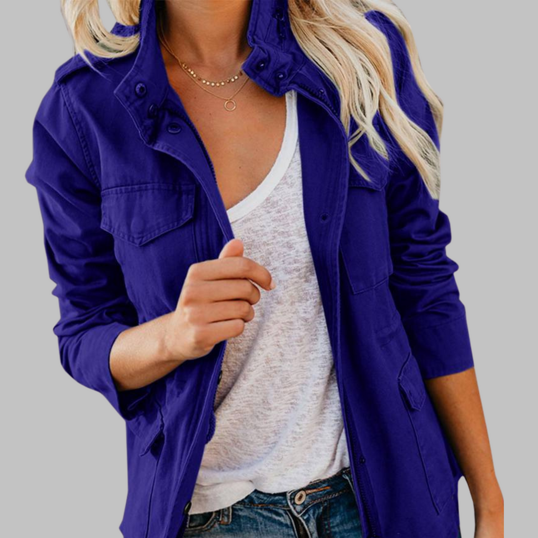 RHODA™ - Veste militaire vintage à zip et boutons