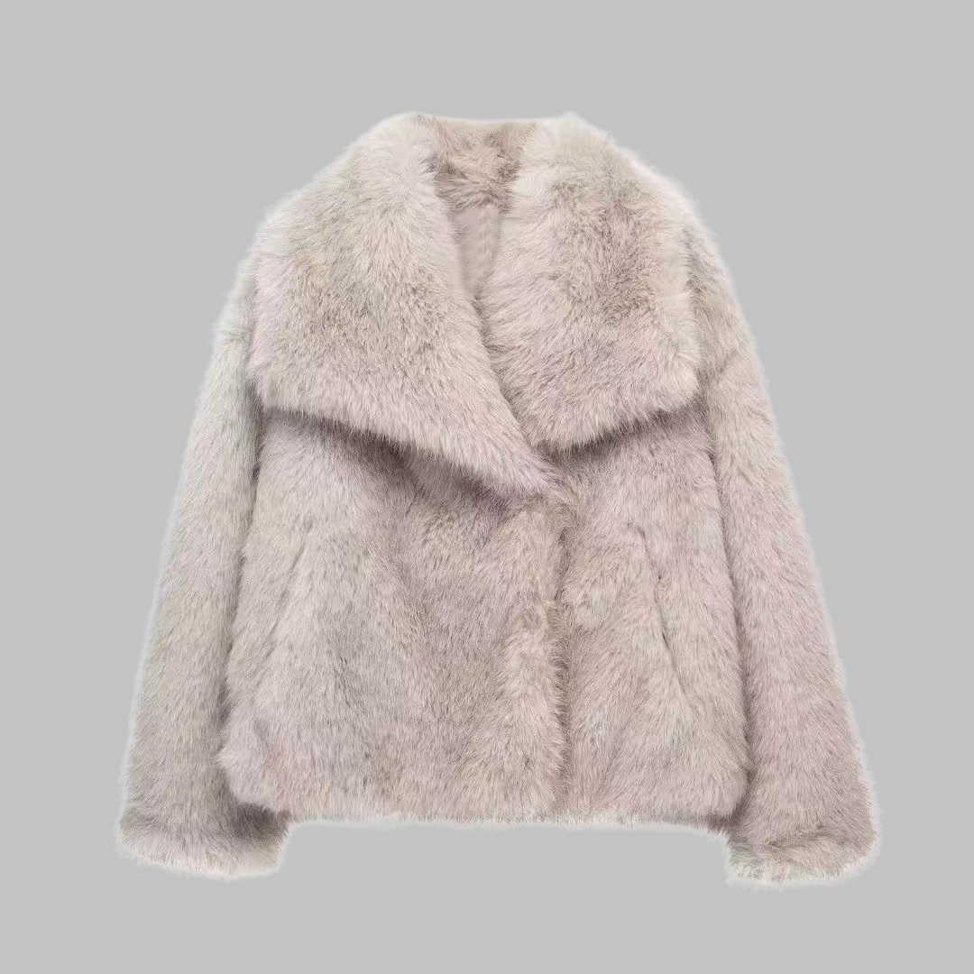 WEENA™ - Manteau en Fausse Fourrure Classique à Manches Longues avec Col