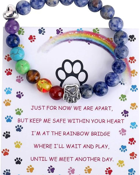 Rainbow Bridge Memorial Bracelet – 7 Chakra Bead Gift for Pet Loss