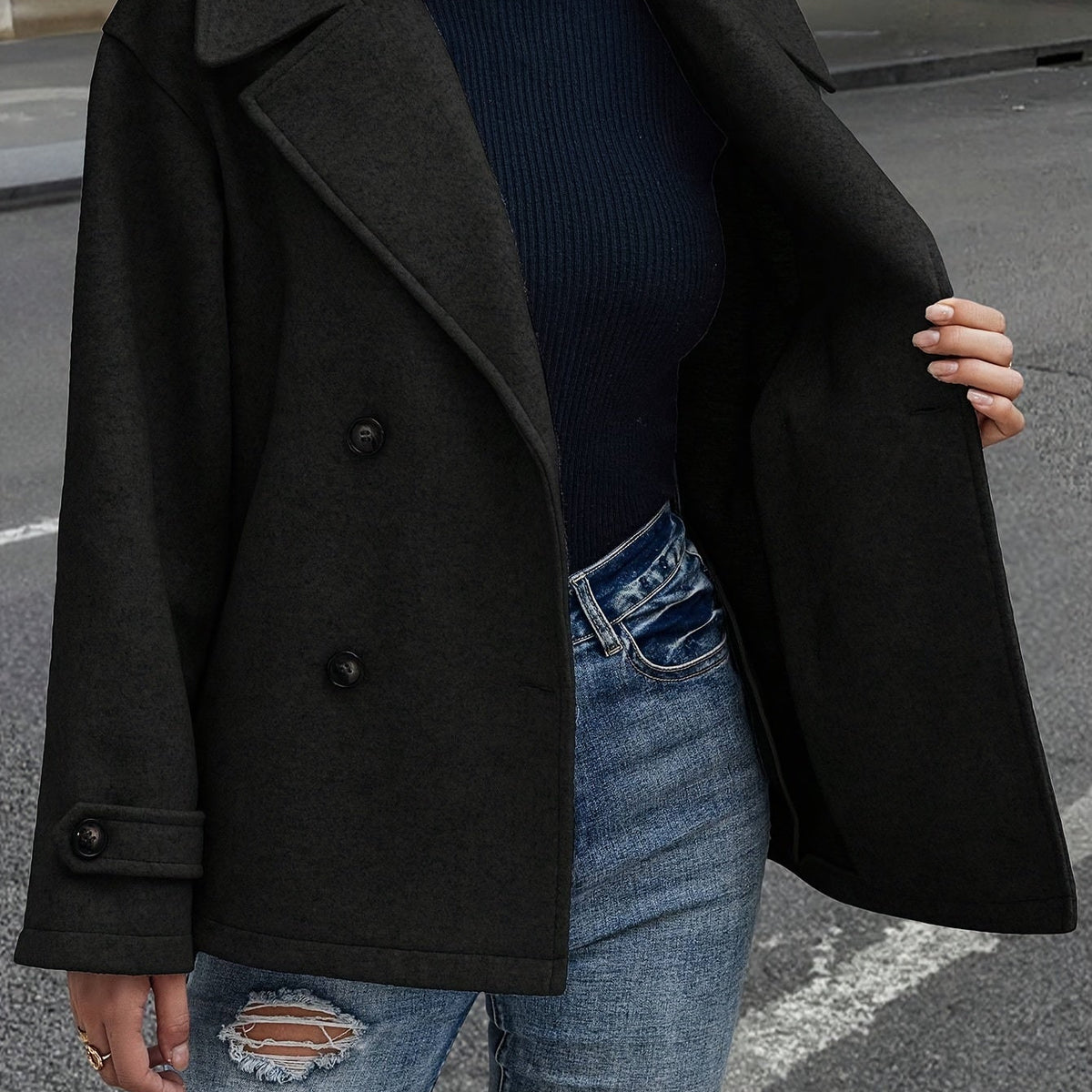 Elise| Stylish Double-Breasted Jacket with Button Details