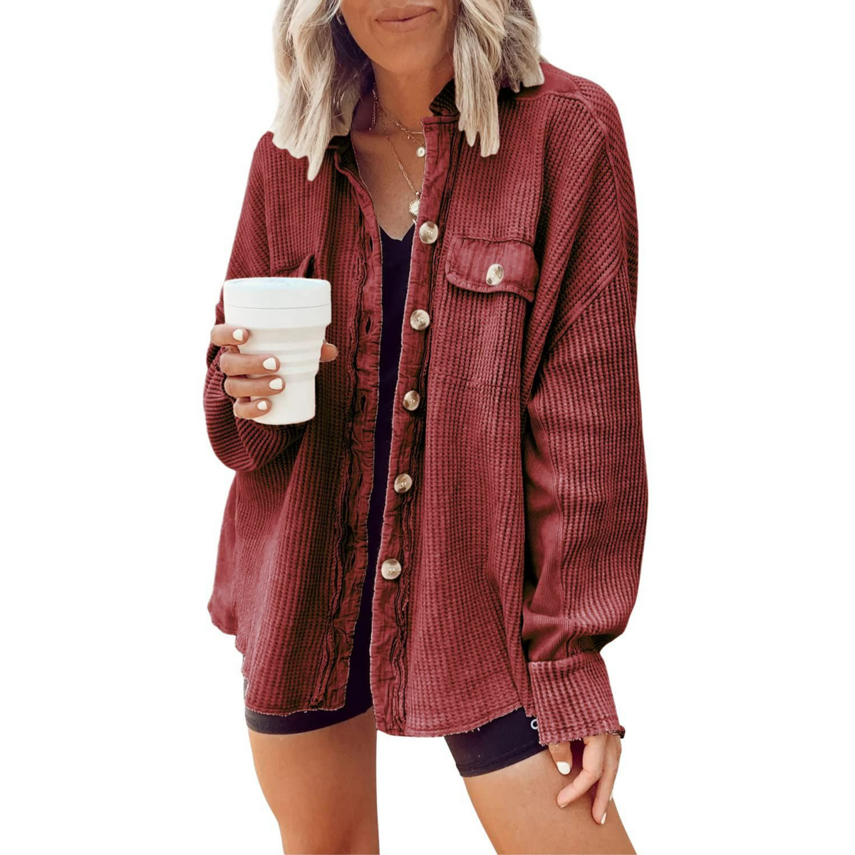 JASLENE™ – Veste à Boutons Longue Manche Confortable
