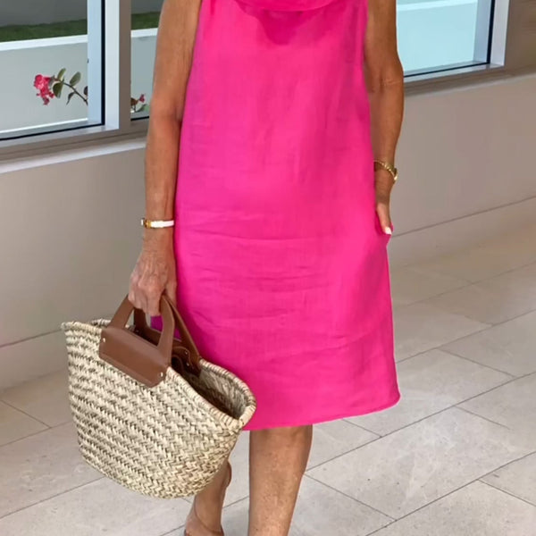 Liora – Elegant linen dress with detailed collar