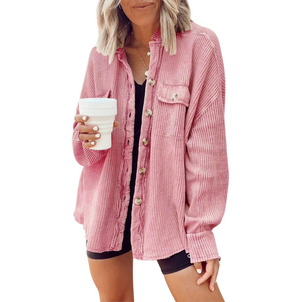 JASLENE™ – Veste à Boutons Longue Manche Confortable