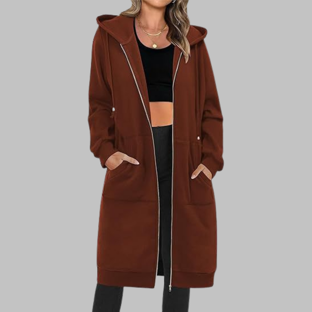 TIOMARA™ - Veste Longue Oversized à Zip Décontractée