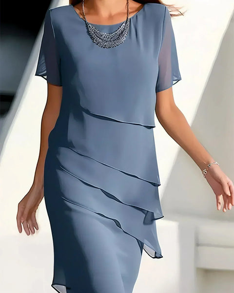 Anastasia | Robe Midi Luxueuse à Épaisseurs
