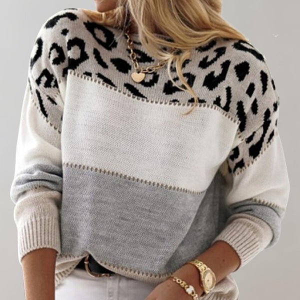 Diane | Pull en Tricot avec Accent Léopard