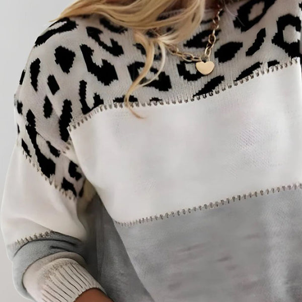 Diane | Pull en Tricot avec Accent Léopard