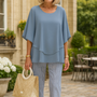 Rosalind| Sophisticated Two-Piece Set – Effortless Style, Lasting Comfort Cornflower Blue