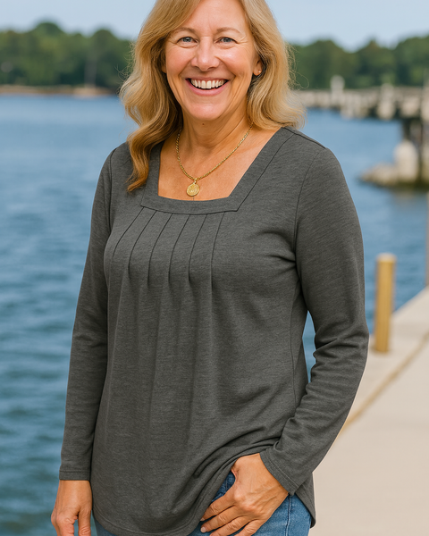 Colleen | Pleated Comfort Top – Long Sleeve Edition. Everyday confidence.