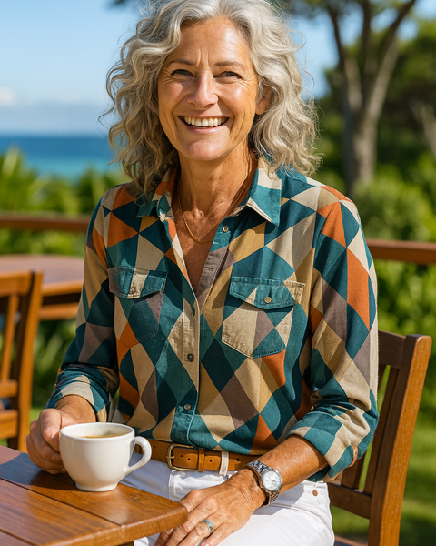 Delina | Geometric Comfort Blouse - Effortless & Flattering