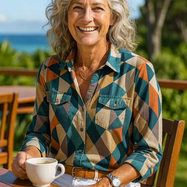 Delina | Geometric Comfort Blouse - Effortless & Flattering