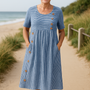 Brienne | Striped Midi Dress – Effortless Comfort, Everyday Confidence