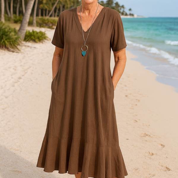 Maravie | FlowEase Midi Dress – Effortless Shape, Confident Movement